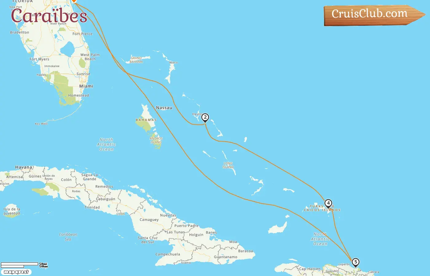 Croisière dans les Caraïbes depuis Port Canaveral / Orlando à bord du navire Carnival Vista avec des visites aux États-Unis, aux Bahamas et en République dominicaine pendant 7 jours