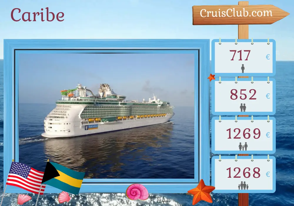 Cruzeiro no Caribe saindo de Fort Lauderdale a bordo do navio Liberty of the Seas com visitas aos Estados Unidos e Bahamas por 5 dias