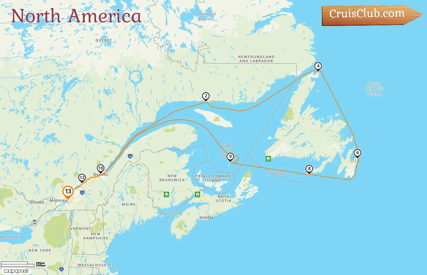 North American Cruise from Montreal aboard Seabourn Quest ship with visits to Canada and Saint Pierre and Miquelon for 13 days