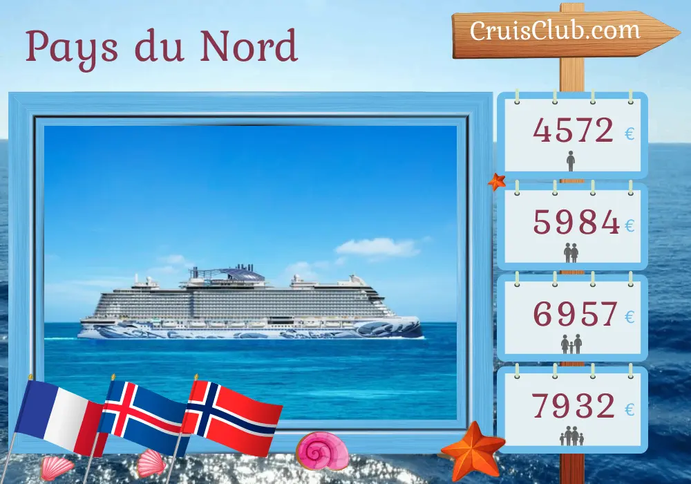 Croisière dans le Nordland au départ de Southampton à bord du navire Norwegian Prima avec des escales en France, en Islande et en Norvège pendant 15 jours