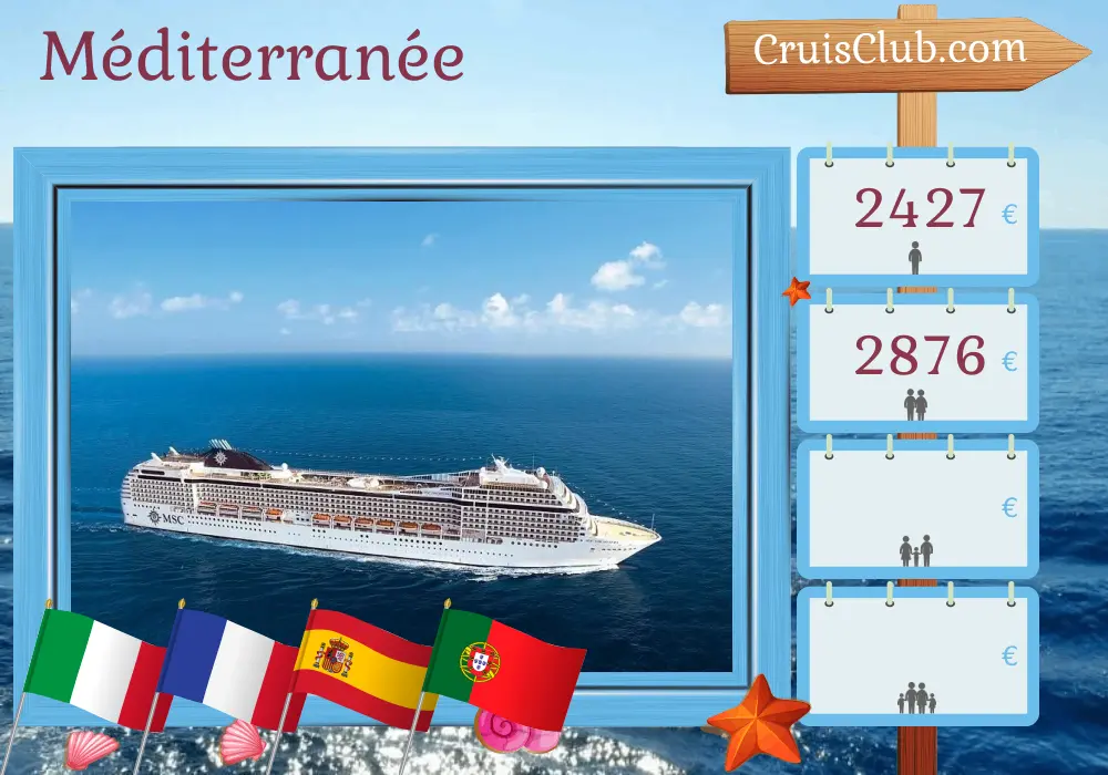 Croisière en Méditerranée de Gênes à Alicante à bord du navire MSC Orchestra avec visites en Italie, en France, en Espagne et au Portugal pendant 8 jours