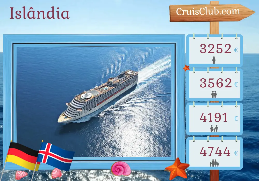 Cruzeiro na Islândia a partir de Hamburgo a bordo do navio MSC Preziosa com visitas à Alemanha e Islândia por 11 dias