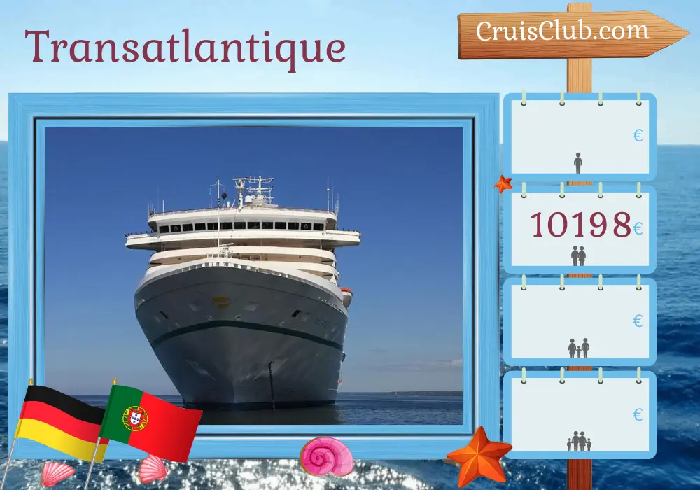 Croisière transatlantique de Hambourg à Cristobal à bord du navire Artania avec des visites en Allemagne, au Portugal, à la Barbade, à la Grenade, à Aruba, à Curaçao, en Colombie, au Panama et au Costa Rica pendant 24 jours