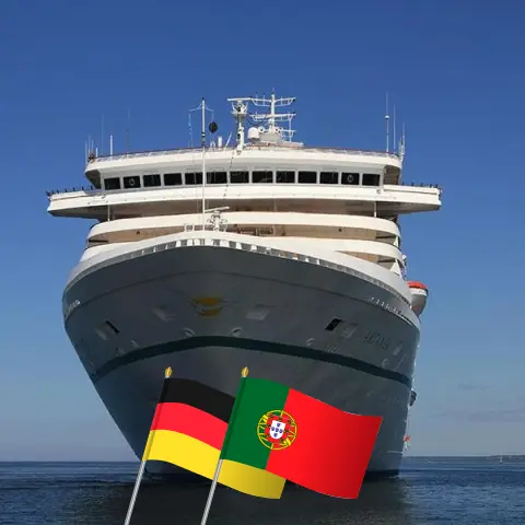 Cruzeiro no Transatlântico de Hamburgo para Cristóbal a bordo do navio Artania com visitas à Alemanha, Portugal, Barbados, Granada, Aruba, Curaçao, Colômbia, Panamá e Costa Rica por 24 dias