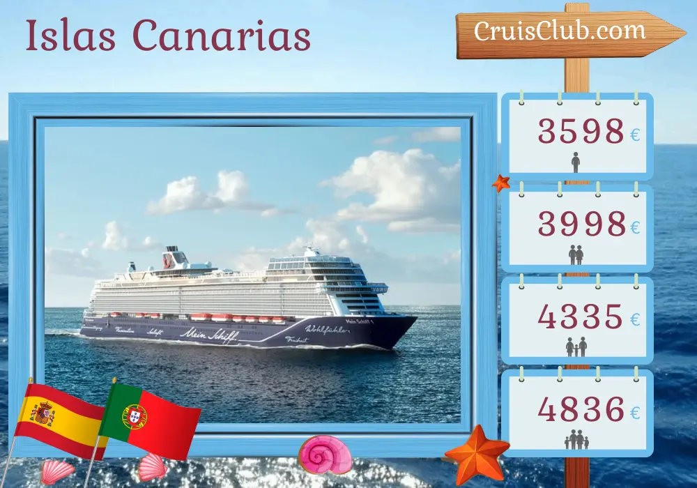 Crucero en las Islas Canarias desde Las Palmas a bordo del barco Mein Schiff 1 con visitas a España, Marruecos y Portugal durante 15 días