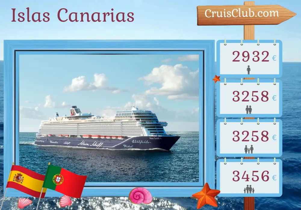 Cruise en las Islas Canarias desde Las Palmas a bordo del barco Mein Schiff 1 con visitas a España y Portugal durante 15 días