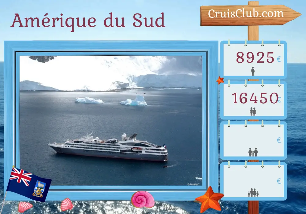 Croisière en Amérique du Sud de Ushuaia à Buenos Aires à bord du navire L`Austral avec des visites en Argentine, au Chili et aux îles Falkland pendant 16 jours