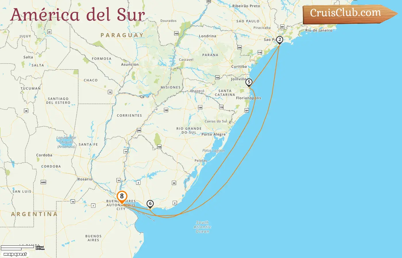 Crucero por Sudamérica desde Buenos Aires a bordo del barco Costa Favolosa con visitas a Argentina, Brasil y Uruguay durante 8 días