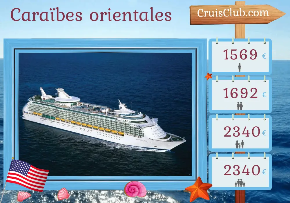 Croisière dans les Caraïbes orientales depuis Port Canaveral / Orlando à bord du navire Mariner of the Seas avec des visites aux États-Unis, à Haïti et en République dominicaine pendant 6 jours