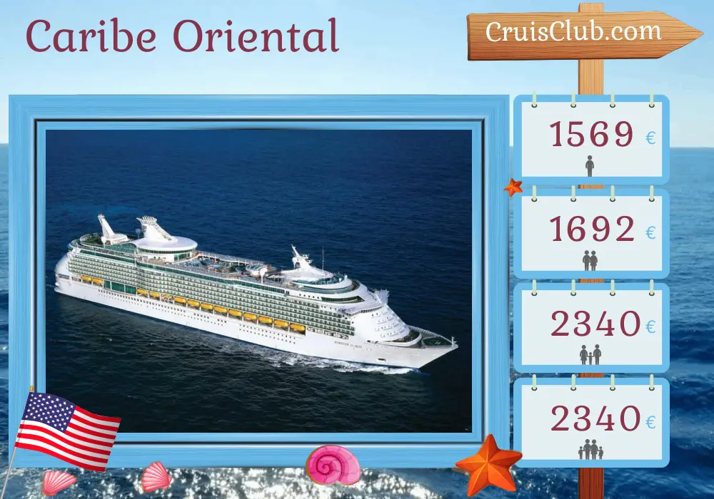 Cruzeiro no Caribe Oriental a partir de Port Canaveral / Orlando a bordo do navio Mariner of the Seas com visitas aos Estados Unidos, Haiti e República Dominicana por 6 dias