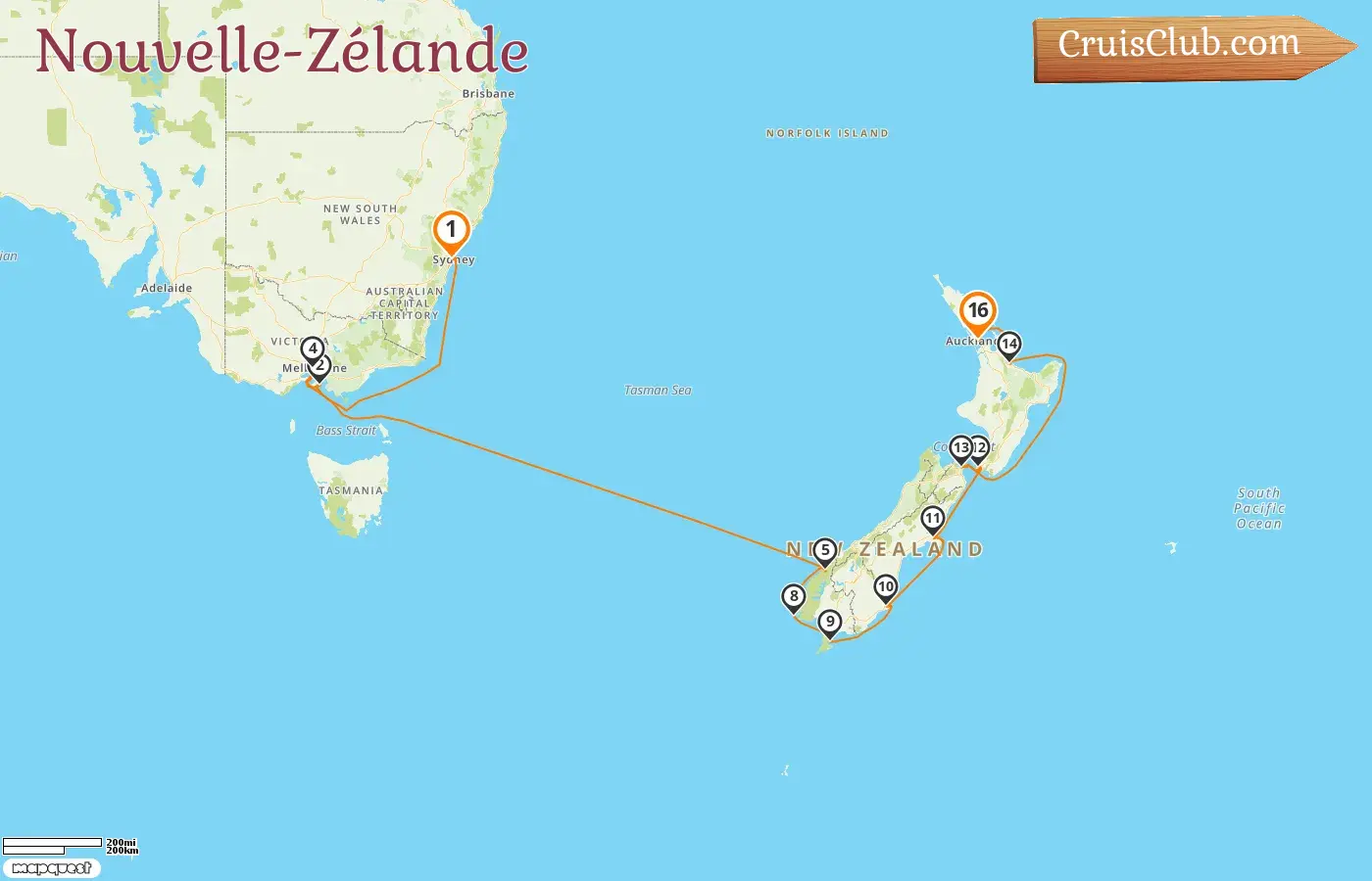 Croisière en Nouvelle-Zélande de Sydney à Auckland à bord du navire Seabourn Odyssey avec des visites en Australie et en Nouvelle-Zélande pendant 16 jours