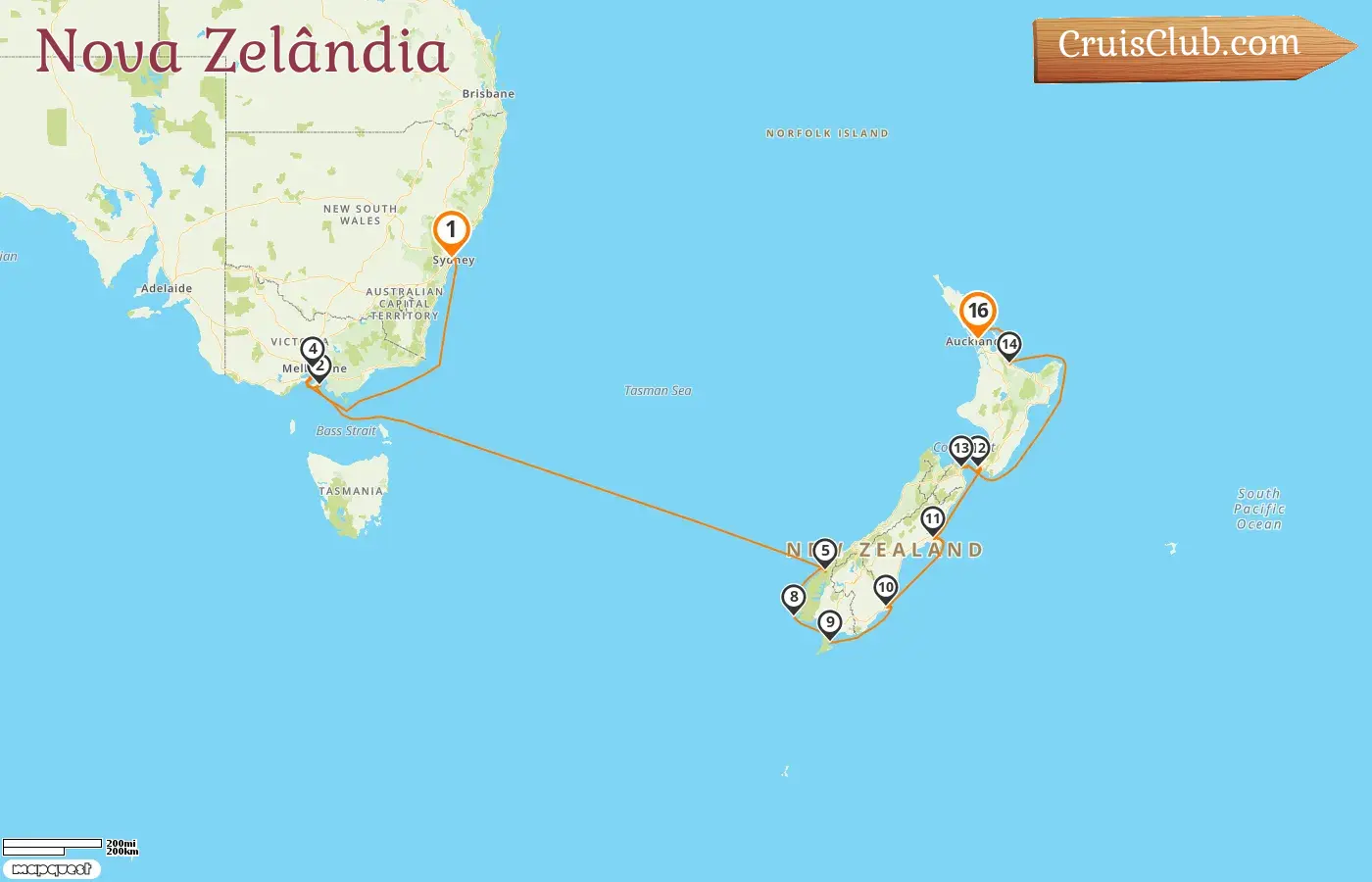 Cruzeiro na Nova Zelândia de Sydney a Auckland a bordo do navio Seabourn Odyssey com visitas à Austrália e à Nova Zelândia por 16 dias