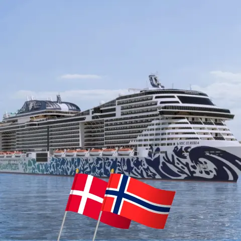 Cruzeiro no Norte a partir de Copenhaga a bordo do navio MSC Euribia com visitas à Dinamarca e à Noruega por 8 dias