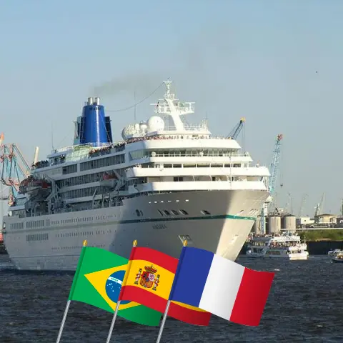 Cruzeiro no Transatlântico de Manaus a Nice a bordo do navio Amadea com visitas ao Brasil, Guiana Francesa, Trinidad e Tobago, Granada, São Vicente e Granadinas, Santa Lúcia, Barbados, Espanha, Marrocos e França por 27 dias