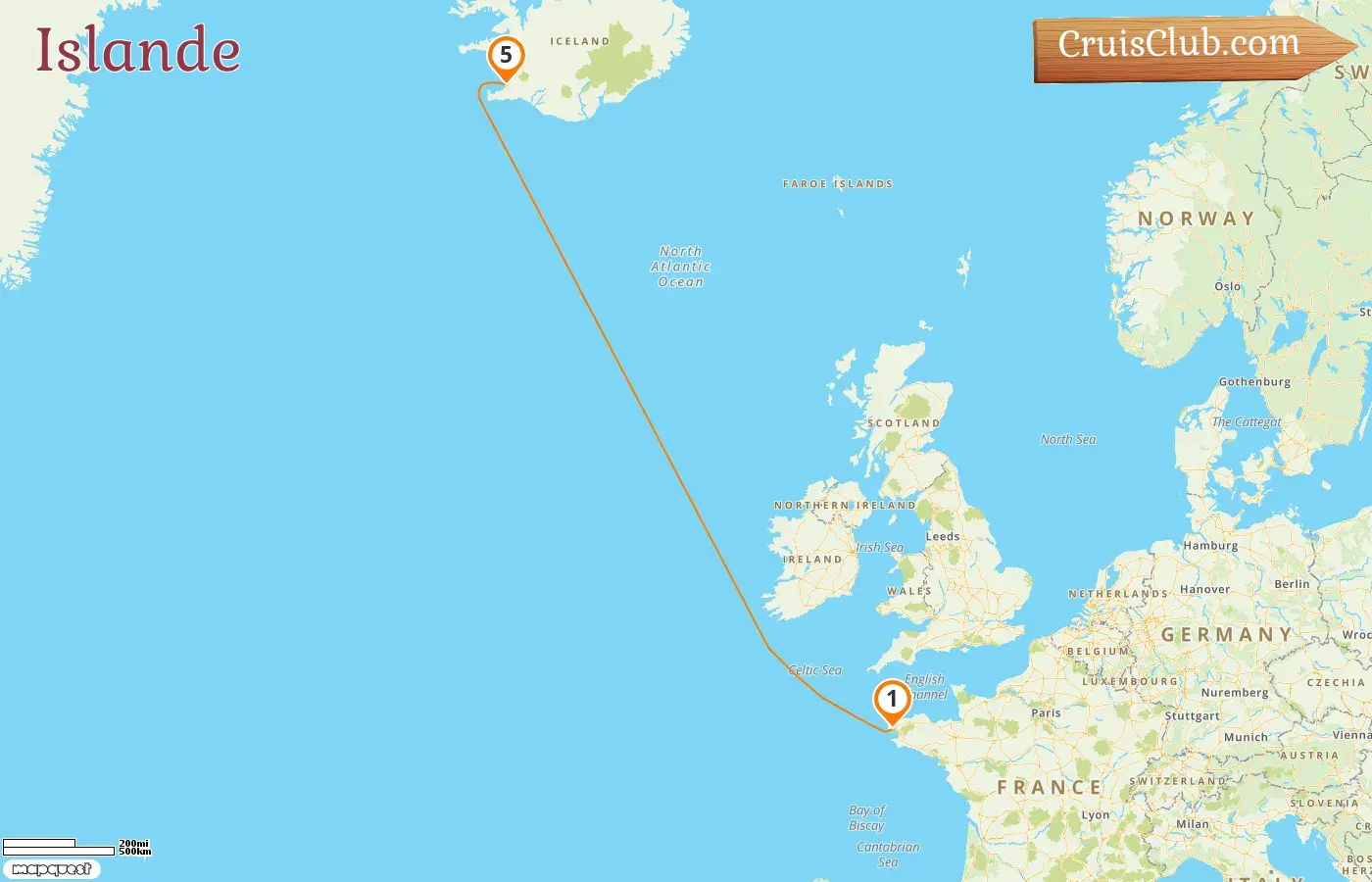 Croisière en Islande de Brest à Reykjavik à bord du navire Le Commandant Charcot avec visites en France et en Islande pendant 5 jours