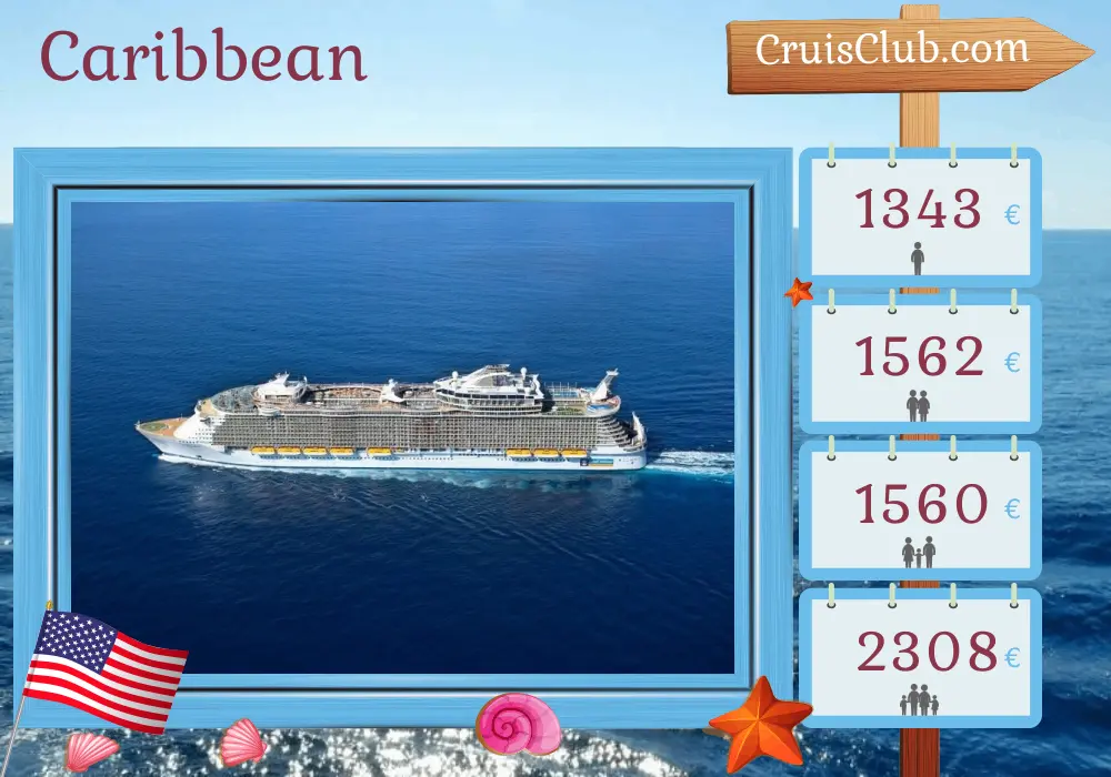 Caribbean Cruise aboard Oasis of the Seas with stops in USA, Jamaica, and Haiti for 6 days