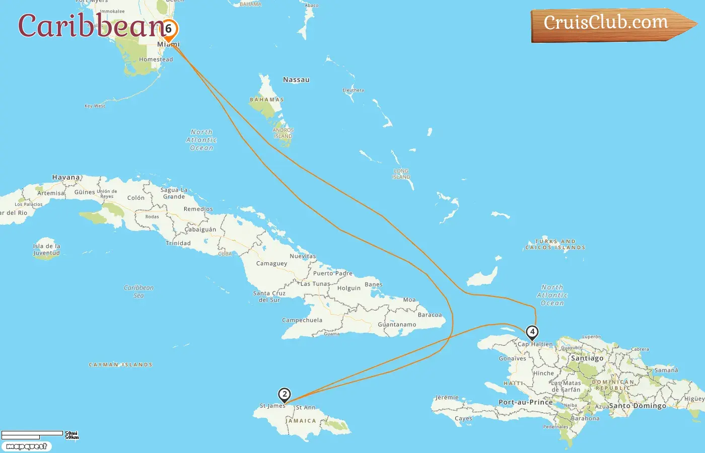 Caribbean Cruise aboard Oasis of the Seas with stops in USA, Jamaica, and Haiti for 6 days