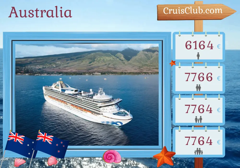 Kreuzfahrt in Australien ab Adelaide an Bord des Schiffes Grand Princess mit Besuchen in Australien und Neuseeland für 20 Tage