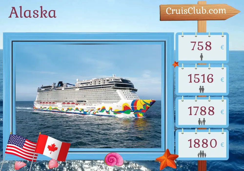 Croisière en Alaska depuis Seattle à bord du navire Norwegian Encore avec visites aux États-Unis et au Canada pendant 8 jours