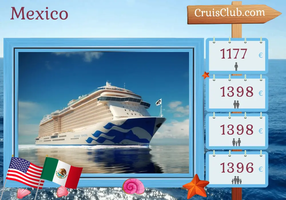 Cruise en México desde Los Ángeles a bordo del barco Discovery Princess con visitas a EE. UU. y México durante 6 días