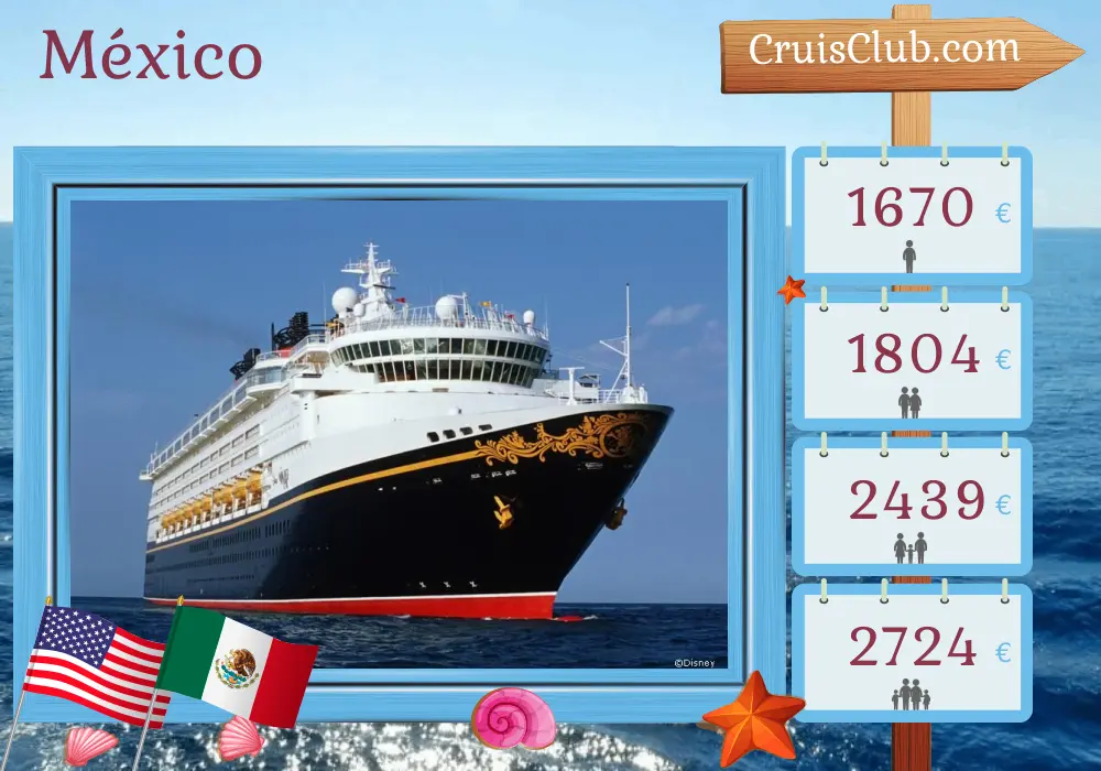 Cruzeiro no México a partir de San Diego a bordo do navio Disney Wonder com visitas aos EUA e México por 5 dias