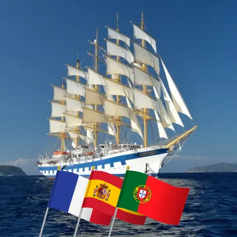 Croisière en Méditerranée de Cannes à Lisbonne à bord du navire Royal Clipper avec des visites en France, en Espagne, à Gibraltar, au Maroc et au Portugal pendant 13 jours