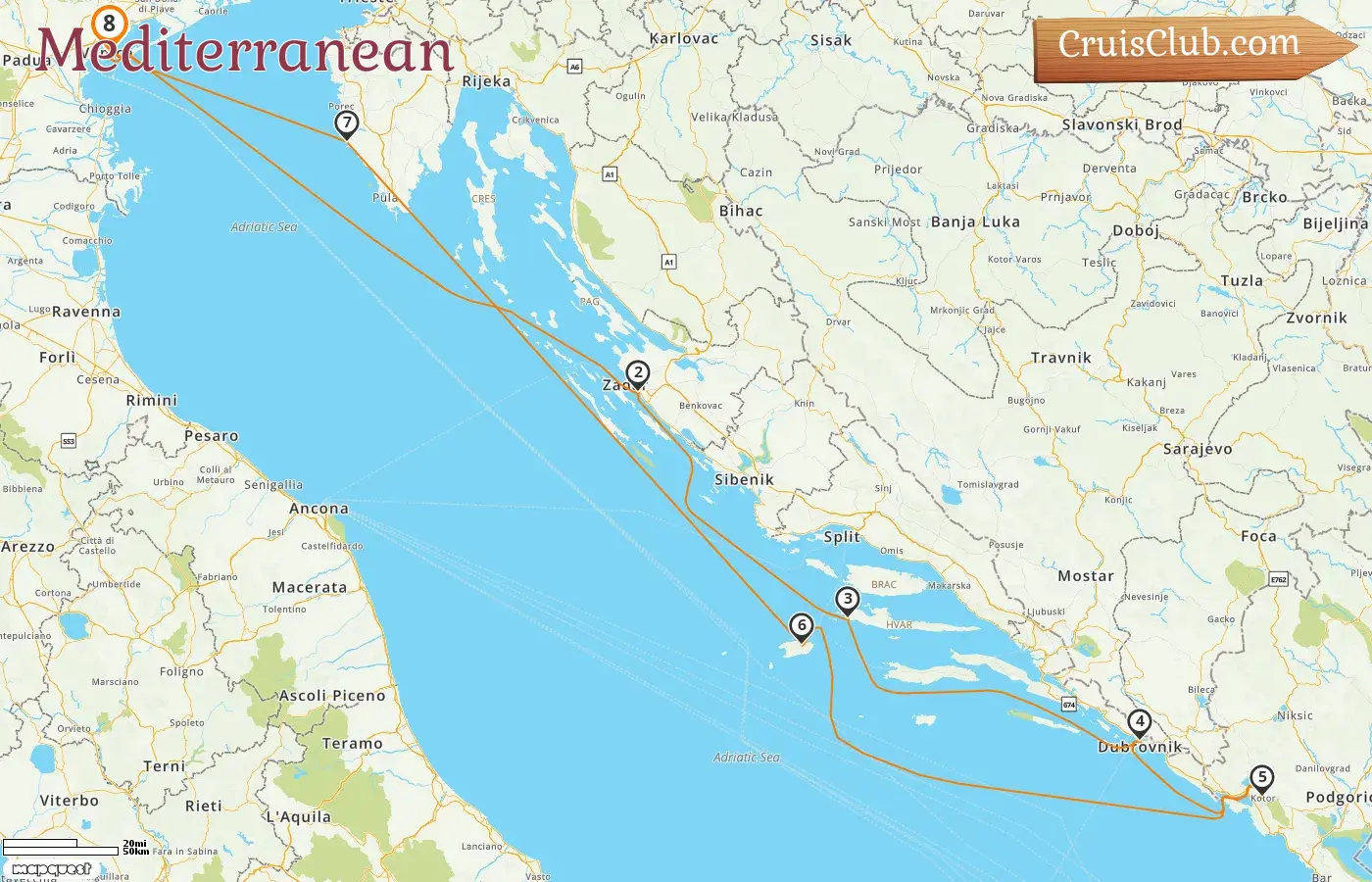 Mediterranean Cruise aboard Royal Clipper ship: Italy, Croatia, and Montenegro for 8 days