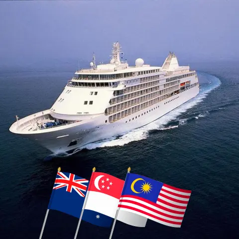 Croisière en Asie de Sydney à Mumbai à bord du navire Silver Whisper avec des visites en Australie, en Indonésie, à Singapour, en Malaisie, en Thaïlande, au Sri Lanka et en Inde pendant 36 jours