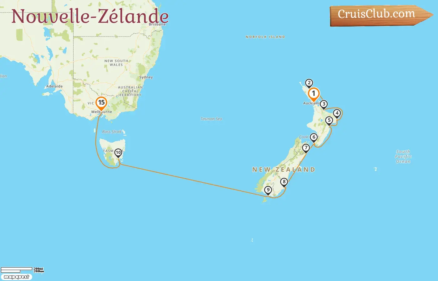 Croisière en Nouvelle-Zélande de Auckland à Melbourne à bord du navire Silver Muse avec visites en Nouvelle-Zélande et en Australie pendant 15 jours