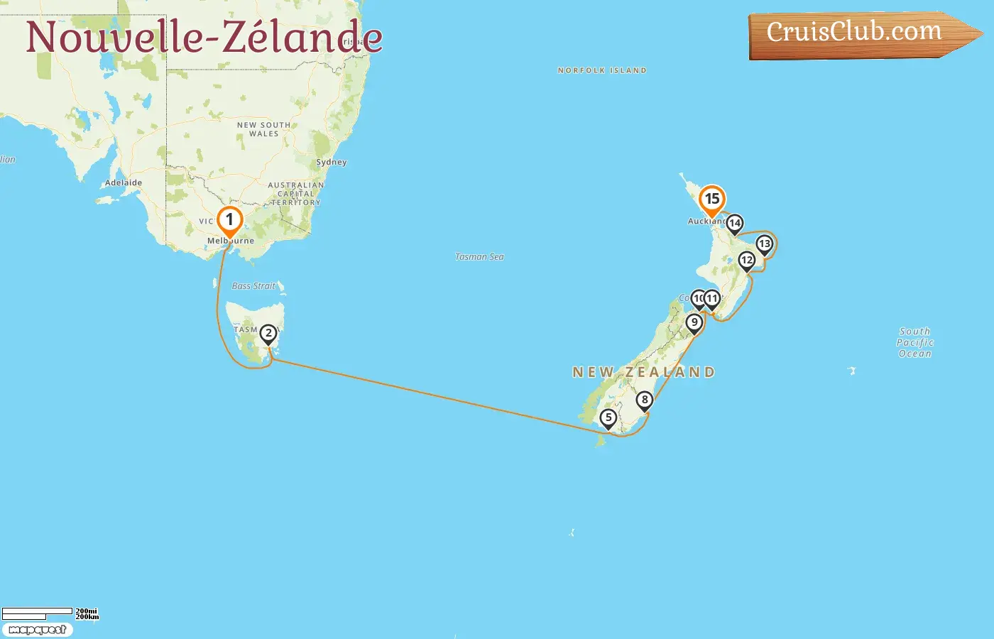 Croisière en Nouvelle-Zélande de Melbourne à Auckland à bord du navire Silver Muse avec visites en Australie et en Nouvelle-Zélande pendant 15 jours