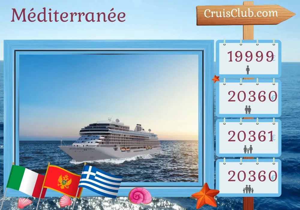 Croisière en Méditerranée de Fusina à Pirée à bord du navire Seven Seas Grandeur avec des visites en Italie, au Monténégro, en Grèce et en Turquie pendant 11 jours