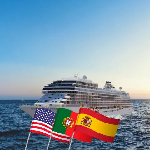 Cruzeiro no Transatlântico de Nova Iorque a Barcelona a bordo do navio Seven Seas Grandeur com visitas aos Estados Unidos, Bermudas, Portugal e Espanha por 15 dias