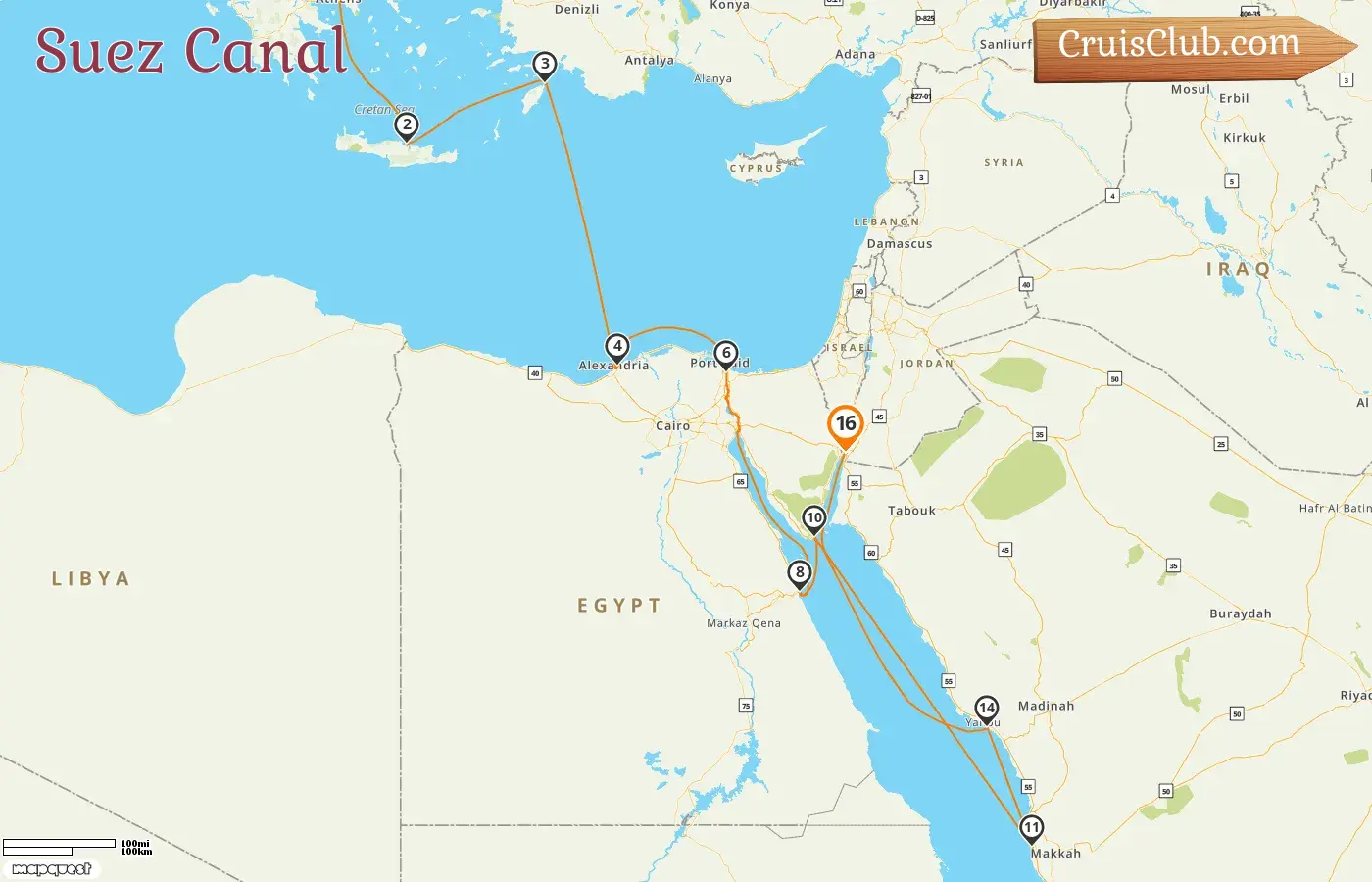 Suez Canal Cruise: Piraeus to Aqaba aboard Silver Moon with visits to Greece, Egypt, Saudi Arabia, and Jordan - 16 days