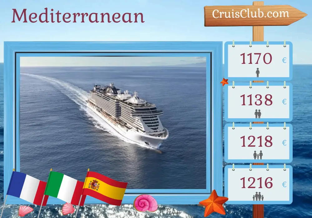 Cruise in the Mediterranean from Marseille aboard MSC Seaview ship with visits to France, Italy, and Spain for 5 days