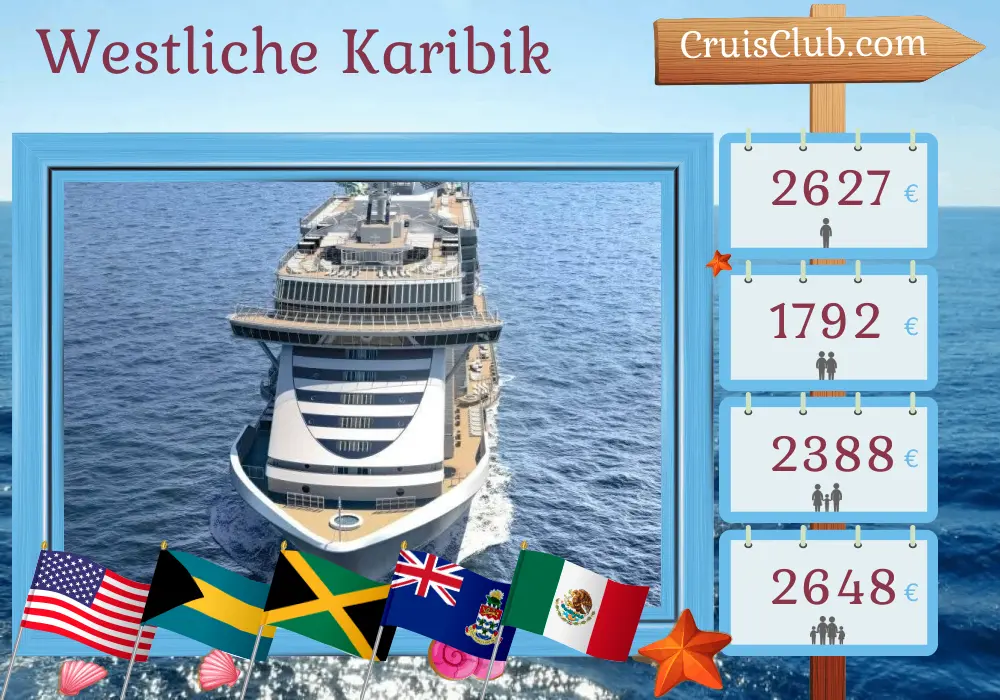 Kreuzfahrt in der westlichen Karibik ab Miami an Bord des MSC Seascape-Schiffs mit Besuchen in den USA, den Bahamas, Jamaika, den Cayman Islands und Mexiko für 8 Tage