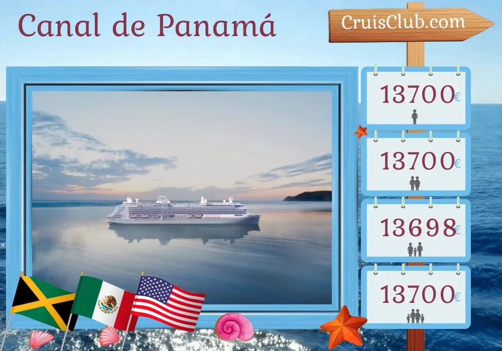 Crucero por el Canal de Panamá desde Lima hasta Fort Lauderdale a bordo del barco Silver Nova con visitas a Perú, Ecuador, Panamá, Colombia, Jamaica, México y Estados Unidos durante 17 días