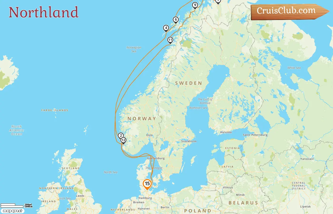 Cruise in the Northland from Kiel aboard AIDAbella ship with visits to Norway for 15 days