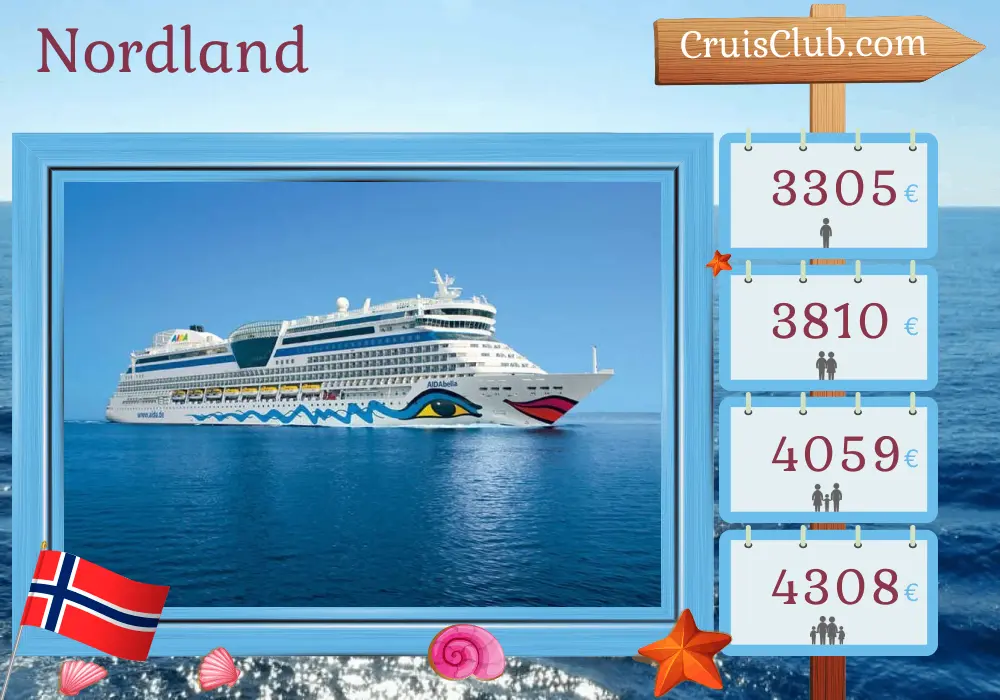 Crucero por el Norte desde Kiel a bordo del barco AIDAbella con visitas a Noruega por 15 días