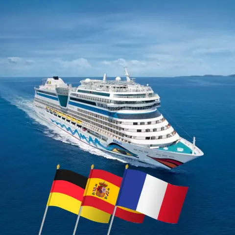 Croisière en Europe de l`Ouest depuis Hambourg à bord du navire AIDAsol avec des visites en Allemagne, en Espagne et en France pendant 13 jours