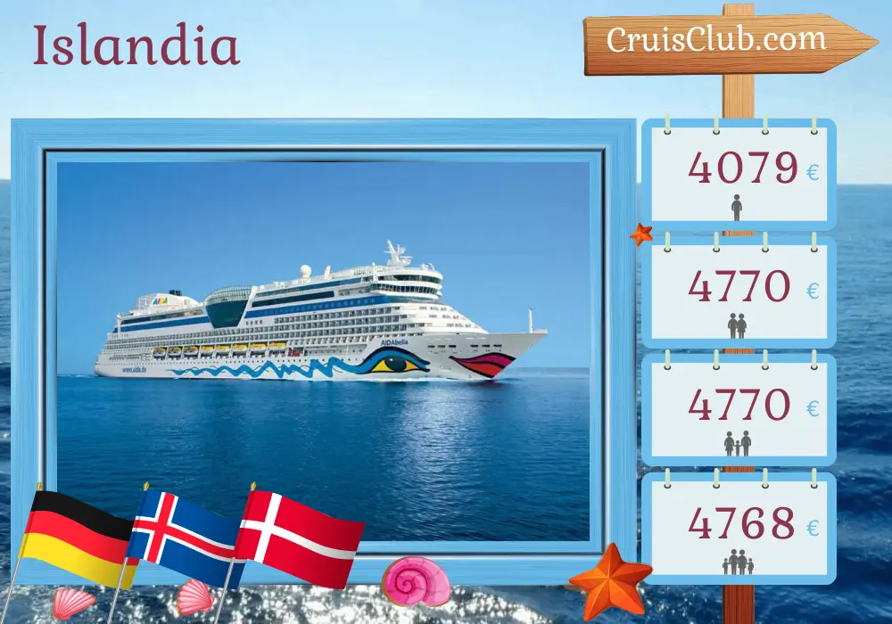 Crucero en Islandia desde Kiel a bordo del barco AIDAbella con visitas a Alemania, Islandia y Dinamarca durante 15 días