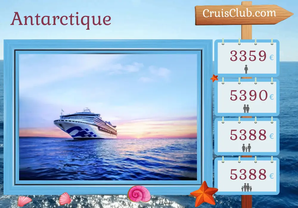 Croisière en Antarctique de Buenos Aires à San Antonio à bord du navire Sapphire Princess avec des visites en Argentine, en Uruguay, aux îles Malouines et au Chili pendant 17 jours