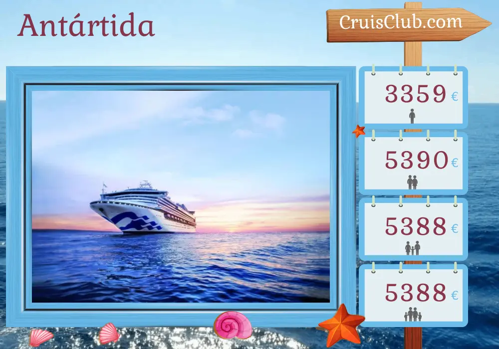 Crucero por la Antártida desde Buenos Aires a San Antonio a bordo del barco Sapphire Princess con visitas a Argentina, Uruguay, Islas Malvinas y Chile durante 17 días