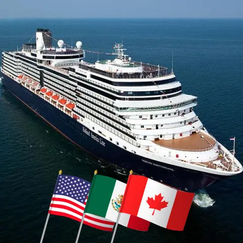 Crucero por el Canal de Panamá desde Fort Lauderdale hasta Vancouver a bordo del barco Nieuw Amsterdam con visitas a Estados Unidos, Aruba, Colombia, Panamá, Costa Rica, Nicaragua, México y Canadá durante 23 días