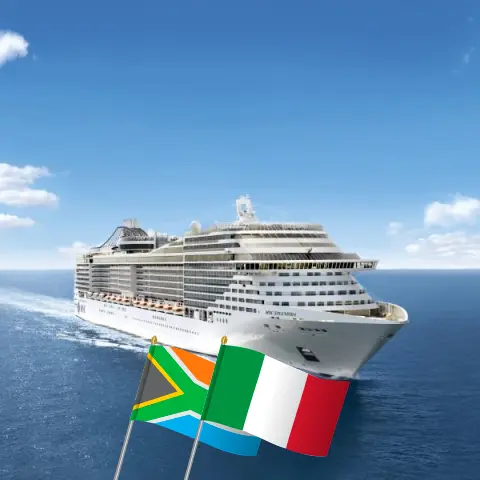 Crucero por el Canal de Suez desde Durban a Civitavecchia a bordo del barco MSC Splendida con visitas a Sudáfrica, Reunión, Mauricio, Egipto, Jordania e Italia durante 24 días