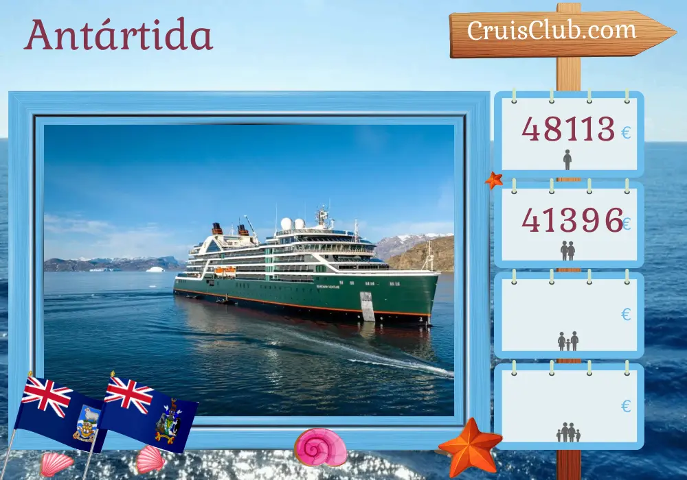 Cruzeiro na Antártida a partir de Ushuaia a bordo do navio Seabourn Venture com visitas à Argentina e Ilhas Falkland por 22 dias