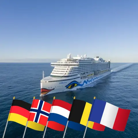 Cruzeiro no Nordland a partir de Hamburgo a bordo do navio AIDAprima com visitas à Alemanha, Noruega, Países Baixos, Bélgica e França por 15 dias