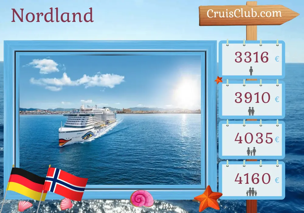 Kreuzfahrt in die Nordländer ab Hamburg an Bord des AIDAperla-Schiffs mit Besuchen in Deutschland und Norwegen für 11 Tage