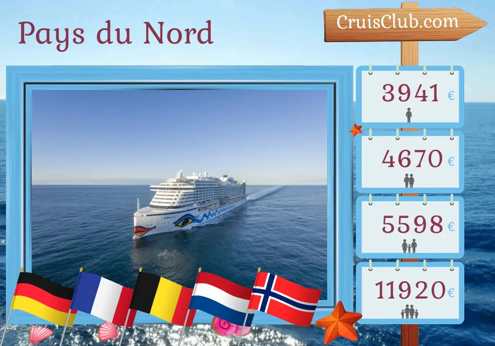 Croisière dans le Nord depuis Hambourg à bord du navire AIDAprima avec des arrêts en Allemagne, en France, en Belgique, aux Pays-Bas et en Norvège pendant 15 jours