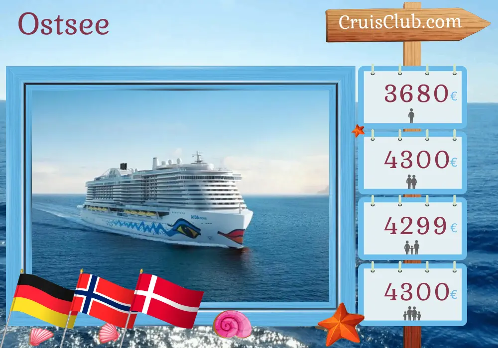 Kreuzfahrt in der Ostsee ab Kiel an Bord des Schiffes AIDAnova mit Besuchen in Deutschland, Norwegen und Dänemark für 15 Tage
