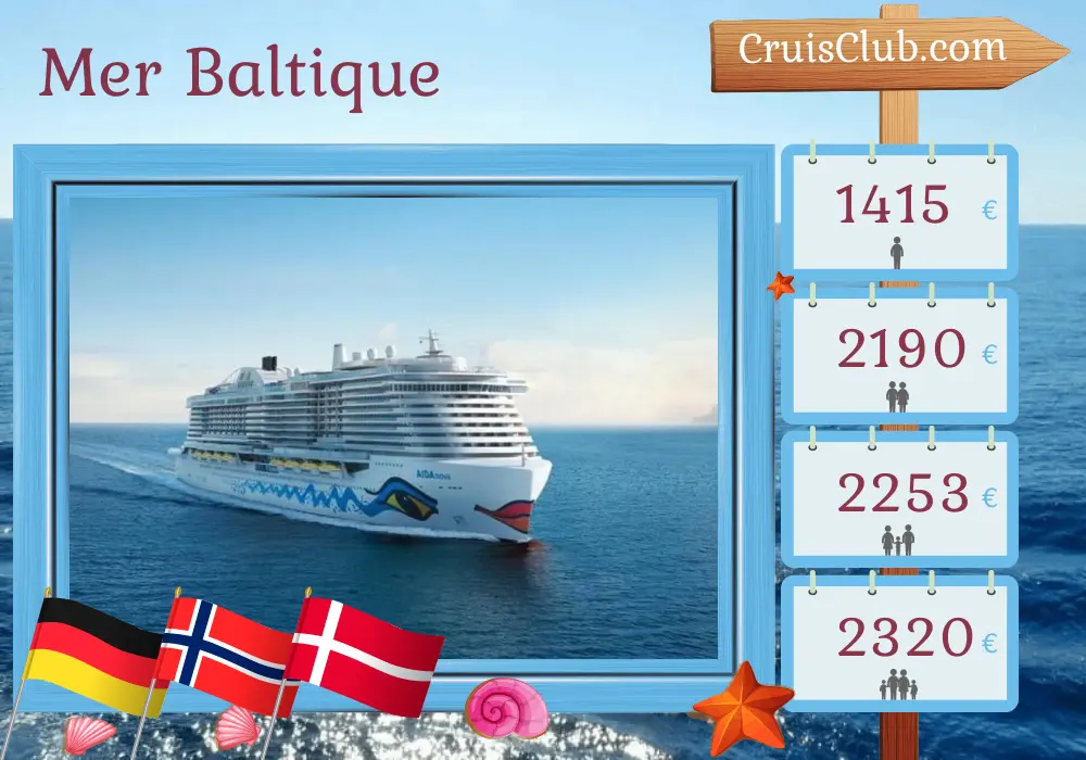 Croisière en mer Baltique au départ de Kiel à bord du navire AIDAnova avec escales en Allemagne, Norvège et Danemark pendant 8 jours